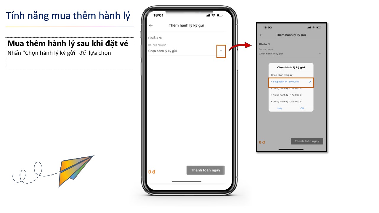 Tính năng mua thêm hành lý 2